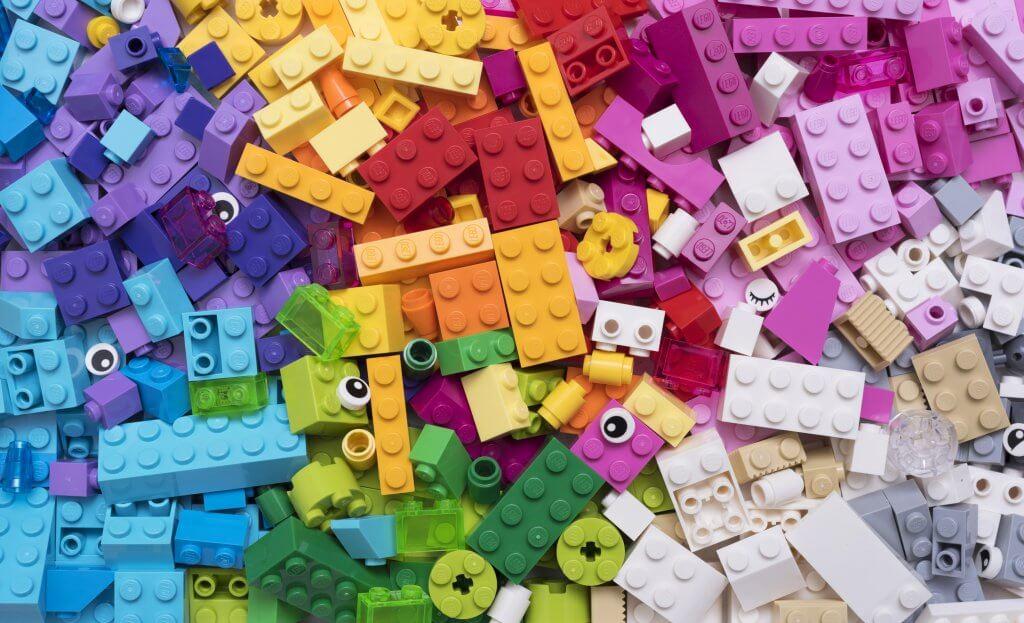 Miscellaneous Lego pieces, very colorful